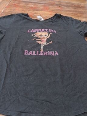 District Black Cappuccina Ballerina Graphic Kids T Shirt